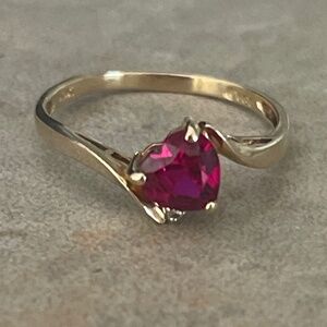 10k gold + lab-created Heart Ruby Ring
